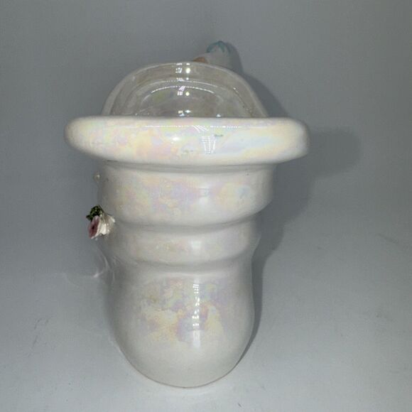 Vintage Lefton Pixie Elf On Boot Iridescent Planter Holiday Candy Dish 8" Japan - Picture 6 of 10
